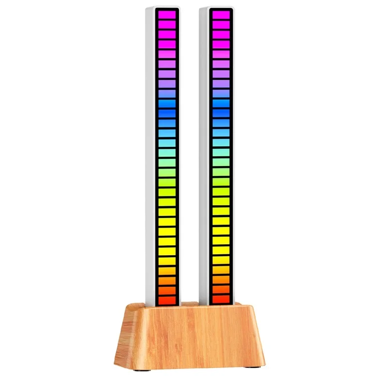 AJRZJ02 RGB Soundsteuerung Licht stimmaktivierte Pickup Musik Rhythmus Licht Kirschholz USB Ambiente Lampe