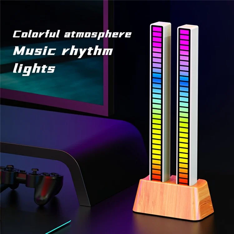 AJRZJ02 RGB Soundsteuerung Licht stimmaktivierte Pickup Musik Rhythmus Licht Kirschholz USB Ambiente Lampe
