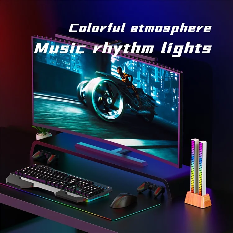 AJRZJ02 RGB Soundsteuerung Licht stimmaktivierte Pickup Musik Rhythmus Licht Kirschholz USB Ambiente Lampe