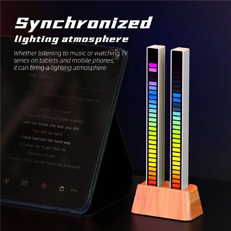 AJRZJ02 RGB Soundsteuerung Licht stimmaktivierte Pickup Musik Rhythmus Licht Kirschholz USB Ambiente Lampe