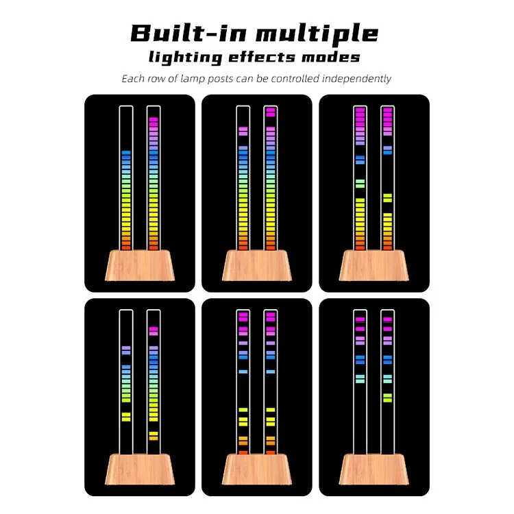 AJRZJ02 RGB Soundsteuerung Licht stimmaktivierte Pickup Musik Rhythmus Licht Kirschholz USB Ambiente Lampe