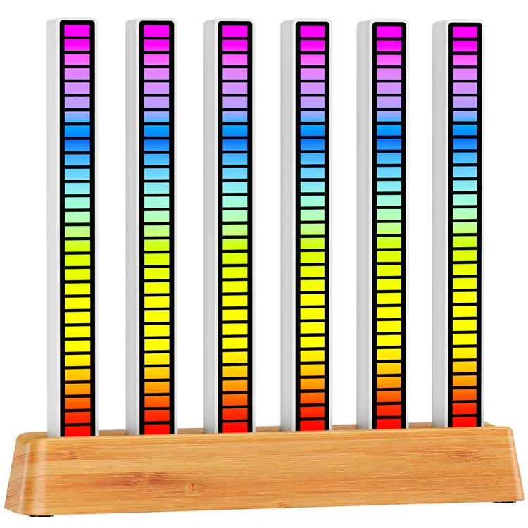 AJRZJ6 RGB-Musik-Rhythmus-Licht, Kirschholz, soundaktivierte Beleuchtung, Schreibtischbeleuchtung, USB-betriebene Aufnahmeleuchtung