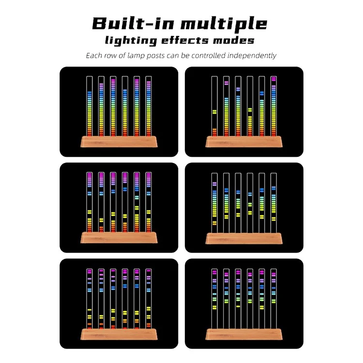 AJRZJ6 RGB-Musik-Rhythmus-Licht, Kirschholz, soundaktivierte Beleuchtung, Schreibtischbeleuchtung, USB-betriebene Aufnahmeleuchtung