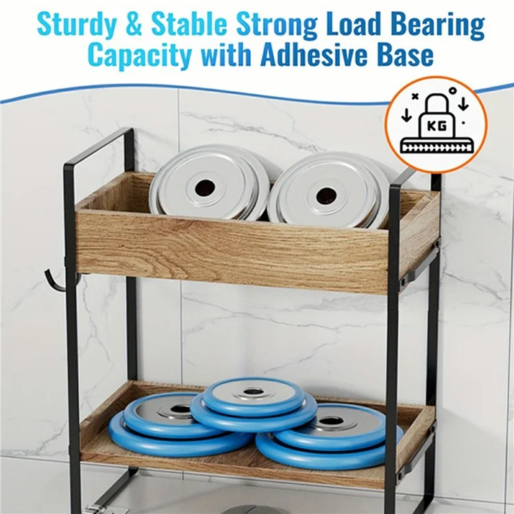 Scaffale multifunzione da appendere al water, a 2 ripiani, organizer da bagno con ganci - Bianco