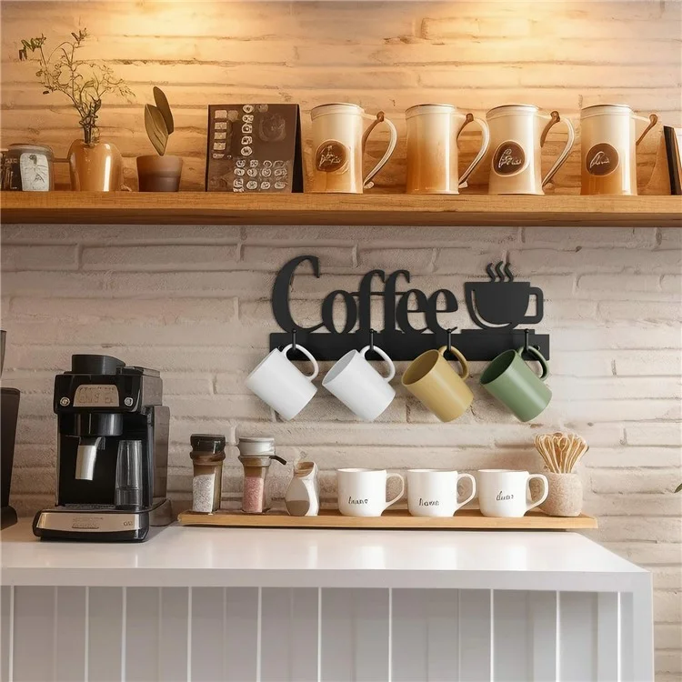 3er-Set Wandhalterung für Kaffeebecher mit 12 Haken, Eisenkunst-Tassenhänger-Organizer