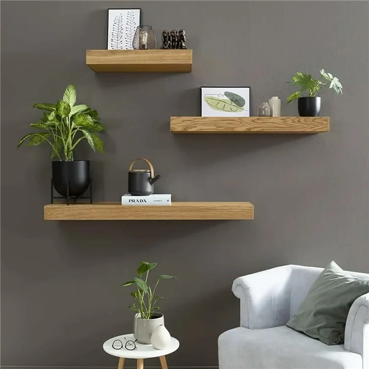 Estante flotante de pared con caja de almacenamiento oculta, compartimento secreto y organizador para el hogar y la oficina - Color madera