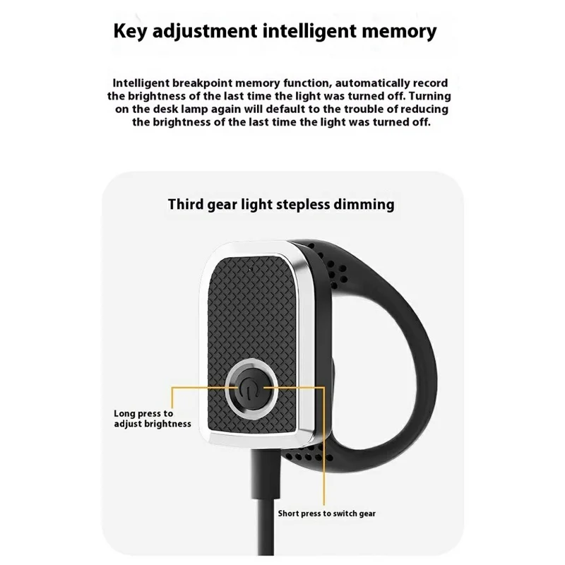 Ear Hook Reading Light Flexible Gooseneck Dimmable Book Light for Dormitory Study - Black