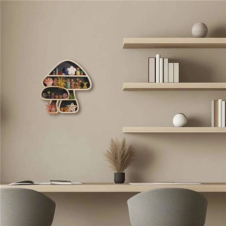 Étagère murale en forme de champignon en bois pour plantes en pot de petite taille, présentoir décoratif.