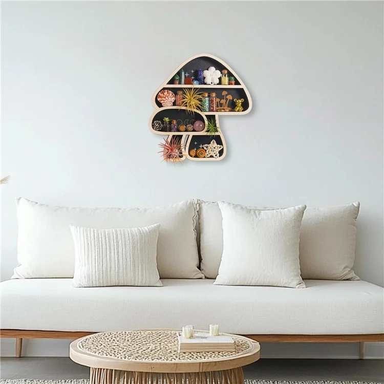 Étagère murale en forme de champignon en bois pour plantes en pot de petite taille, présentoir décoratif.