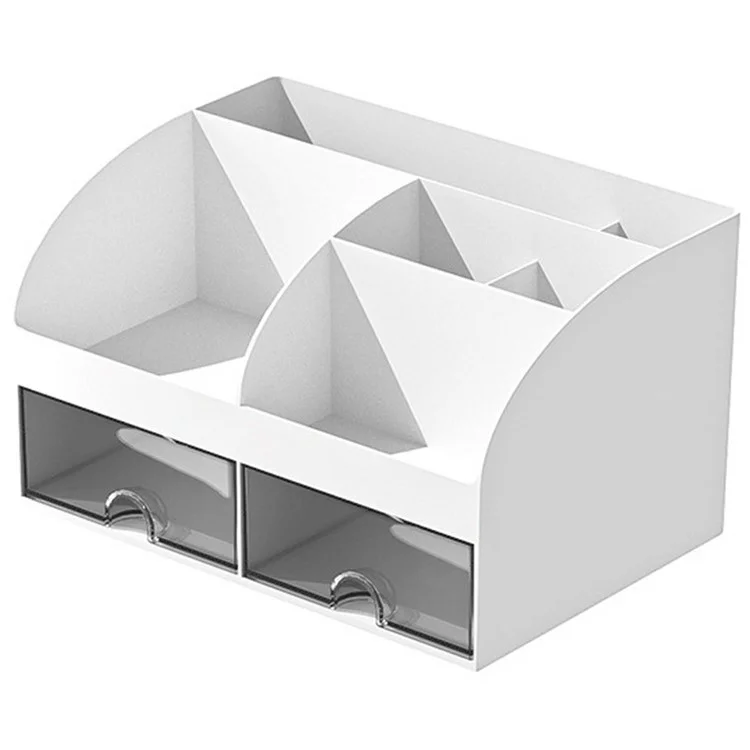 Plastic Desktop Organizer Rack Stationery Sundries Storage Box with Transparent Drawers - White