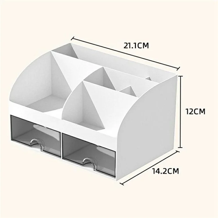 Plastic Desktop Organizer Rack Stationery Sundries Storage Box with Transparent Drawers - White