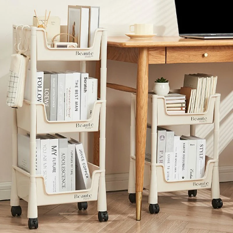PP Storage Cart Under Desk Organizer Bookshelf Student Home Books Cosmetics Snacks Rack