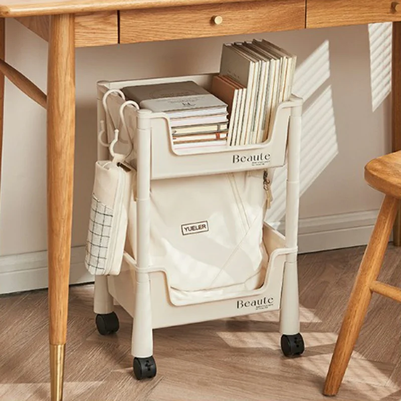PP Storage Cart Under Desk Organizer Bookshelf Student Home Books Cosmetics Snacks Rack