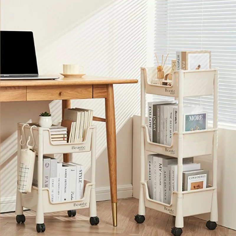 PP Storage Cart Under Desk Organizer Bookshelf Student Home Books Cosmetics Snacks Rack