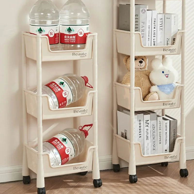 PP Storage Cart Under Desk Organizer Bookshelf Student Home Books Cosmetics Snacks Rack