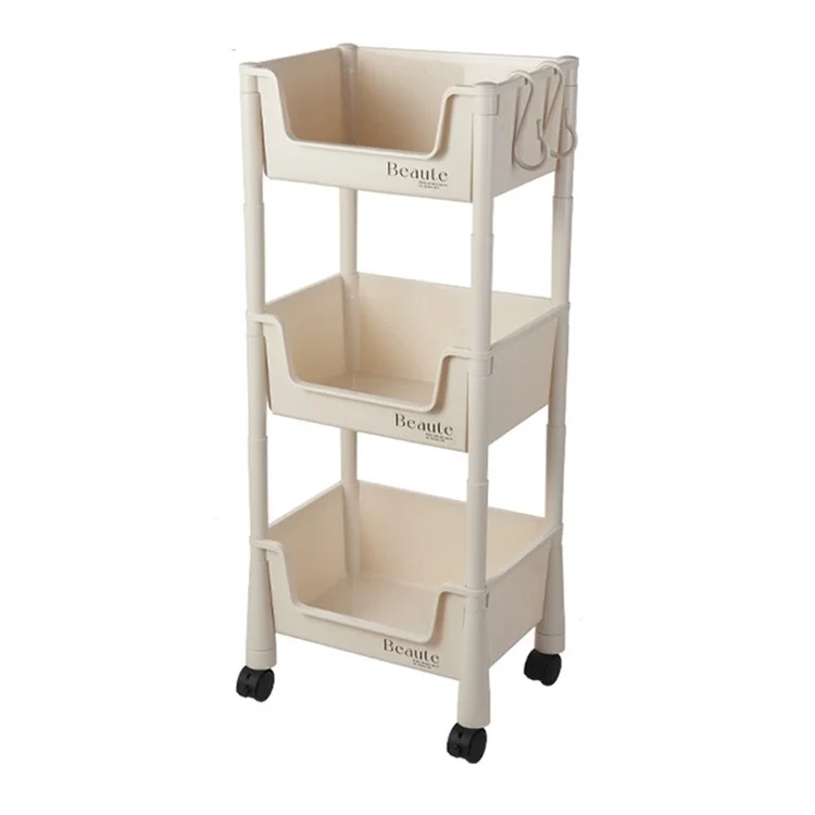 Slim 3-Tier Rolling Cart Storage Rack Under Desk Organizer for Home  /  Student Use with Wheels