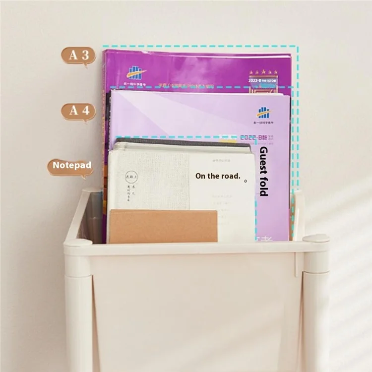 Slim 4-Tier Rolling Cart Storage Rack Under Desk Organizer for Home  /  Student Use with Wheels
