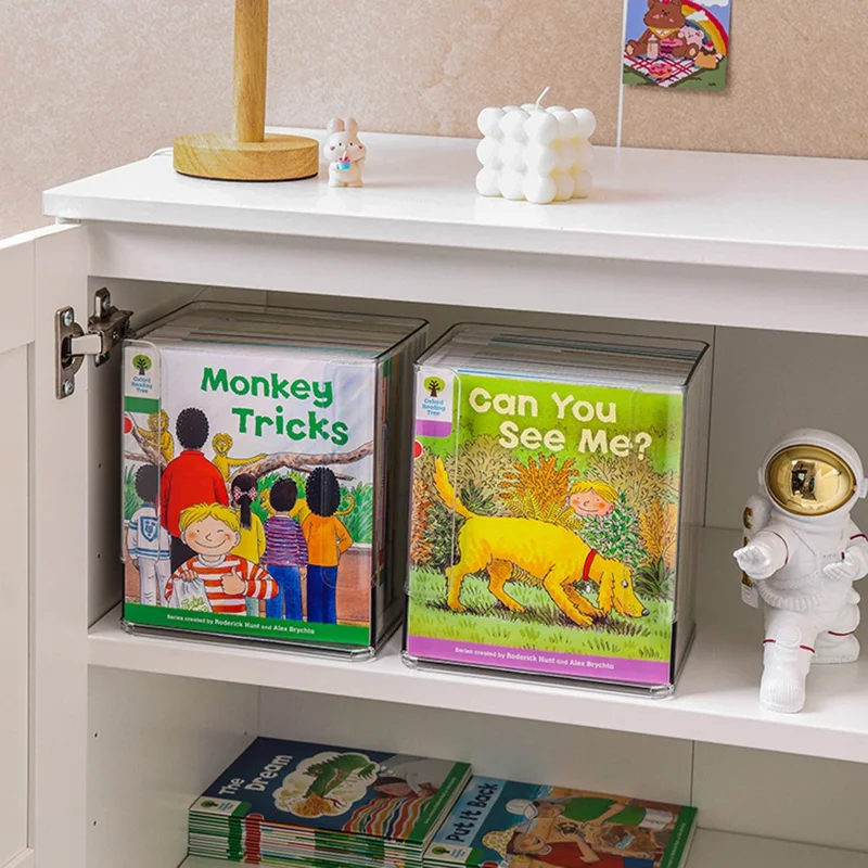 Clear Children's Book Organizer Desktop Bookshelf Storage Box For Picture Books  /  Desk Organization