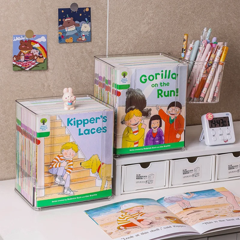 Clear Children's Book Organizer Desktop Bookshelf Storage Box For Picture Books  /  Desk Organization