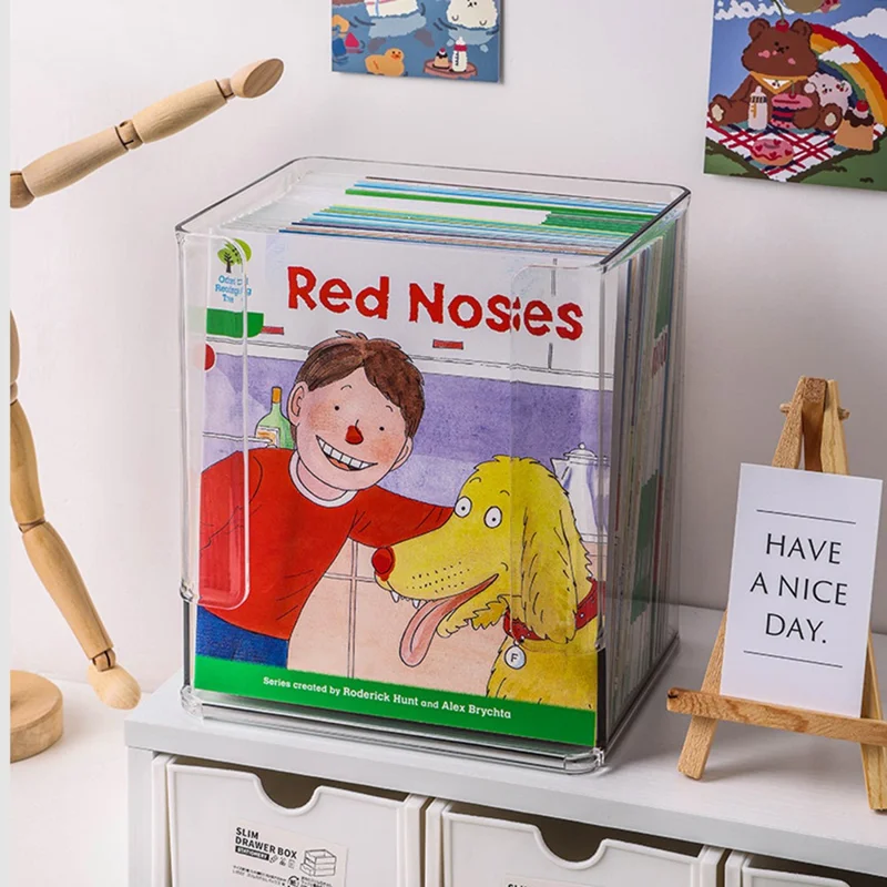 Clear Children's Book Organizer Desktop Bookshelf Storage Box For Picture Books  /  Desk Organization