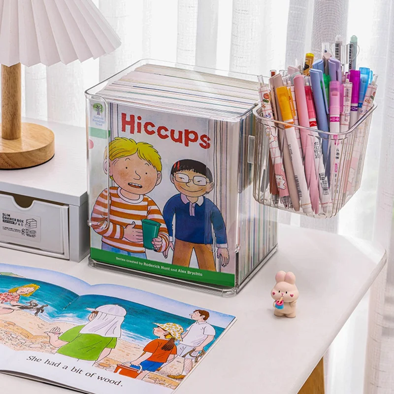 Clear Children's Book Organizer Desktop Bookshelf Storage Box For Picture Books  /  Desk Organization
