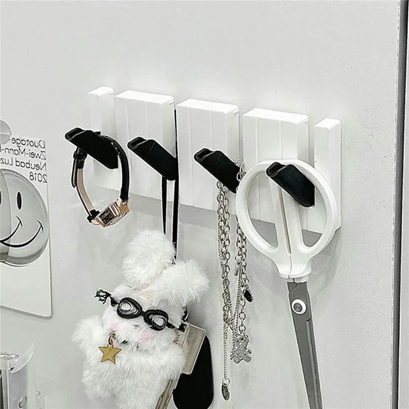 Creative Piano Design Key Holder Drill Free Foldable Coat Hanger Rack for Bathroom Entryway - Multi-Color