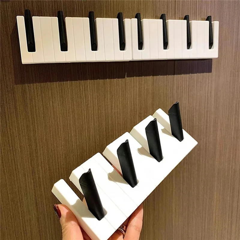 Creative Piano Design Key Holder Drill Free Foldable Coat Hanger Rack for Bathroom Entryway - Multi-Color