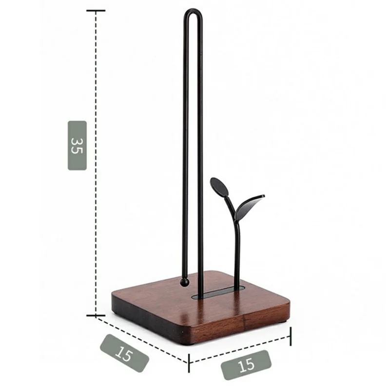 CYF-077 Square Wooden Base Roll Paper Holder Stand Kitchen Vertical Cling Film Storage Rack