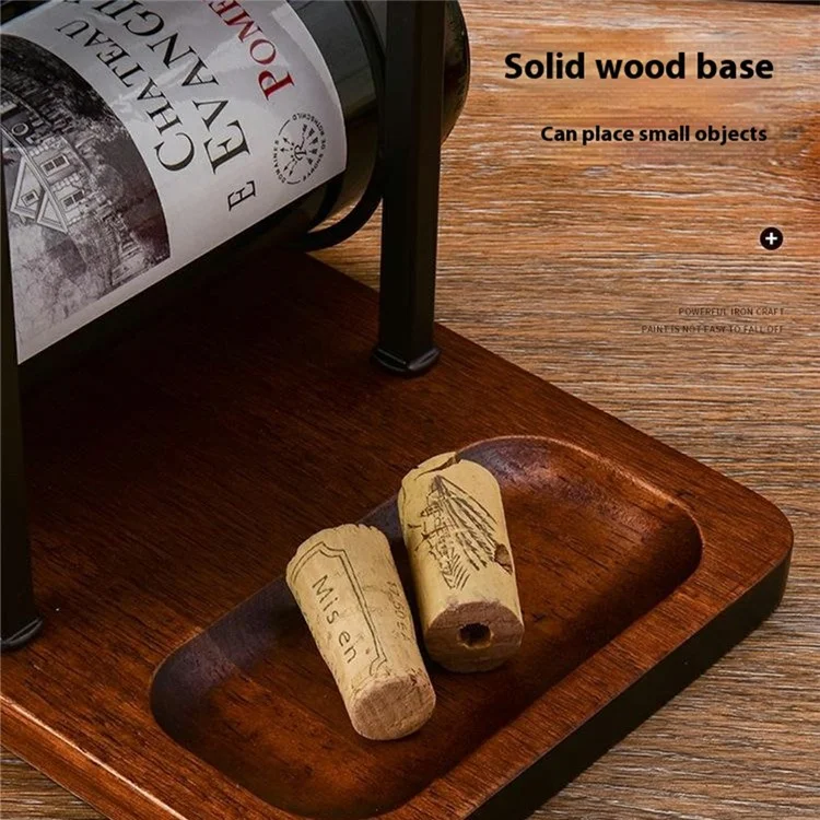 CYF-626A Wine Rack Holder Stand 6 Bottles 2 Glasses Storage Organizer Wood Iron Tabletop Display