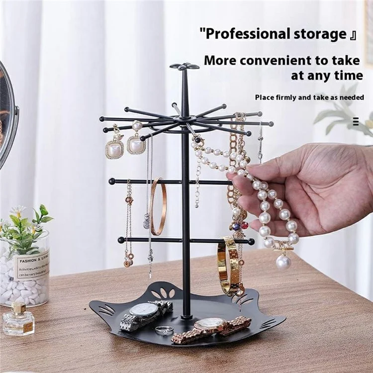 CYF-094 Iron Art Jewelry Stand with Floral Base Multi Tier Earrings Watch Display Shelf Size L