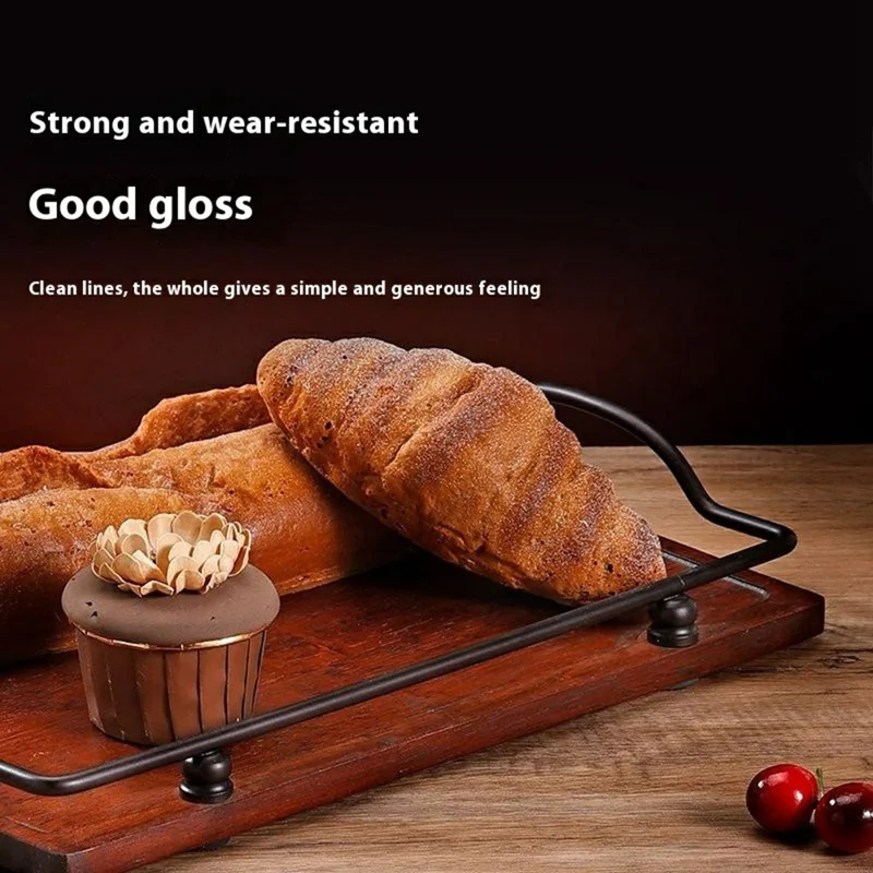 CYF-639 Vintage Wooden Dessert Tray with Iron Handle Serving Platter for Afternoon Tea  /  Coffee