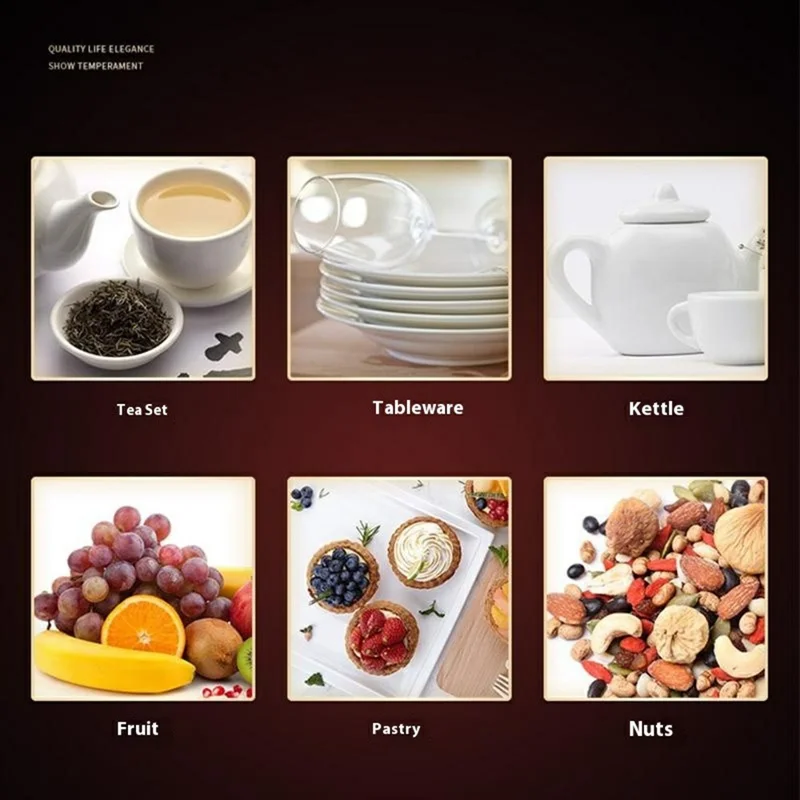 CYF-639 Vintage Wooden Dessert Tray with Iron Handle Serving Platter for Afternoon Tea  /  Coffee