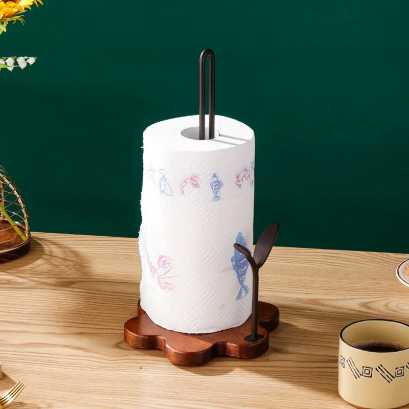 CYF-673 Kitchen Roll Holder Standing Flower Base Paper Towel Holder Cling Film Storage Rack