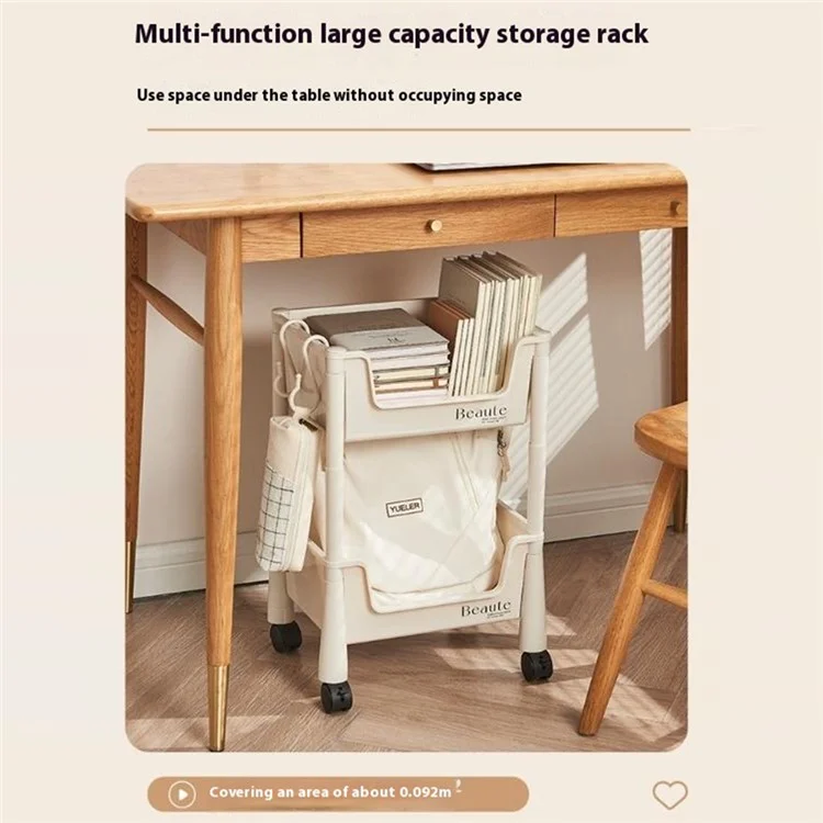 Rack de Armazenamento de 2 Níveis com Rodas para Organização sob Escrivaninha para Casa / Alojamento Estudantil