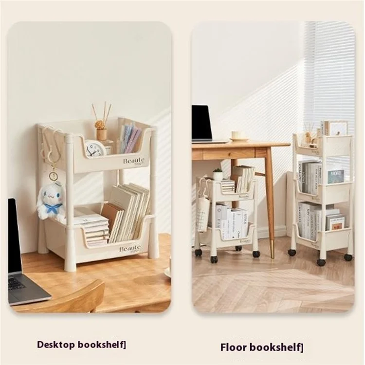 Rack de Armazenamento de 2 Níveis com Rodas para Organização sob Escrivaninha para Casa / Alojamento Estudantil
