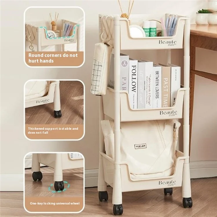 Rack de Armazenamento de 2 Níveis com Rodas para Organização sob Escrivaninha para Casa / Alojamento Estudantil