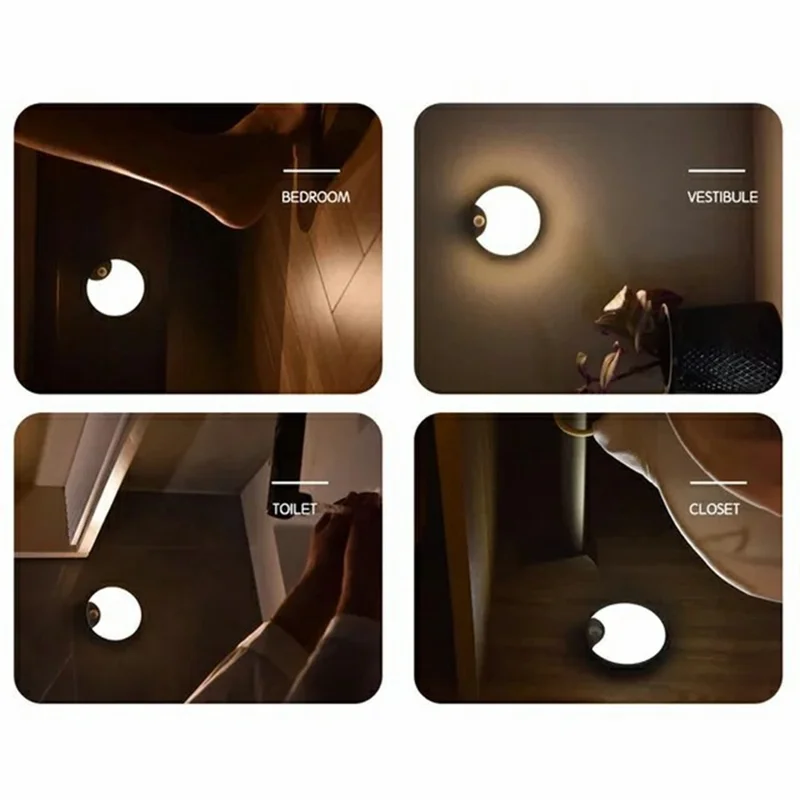 F13 Lampe de nuit LED magnétique rechargeable avec détecteur de mouvement et variateur - Lumière chaude pour chambre et couloir