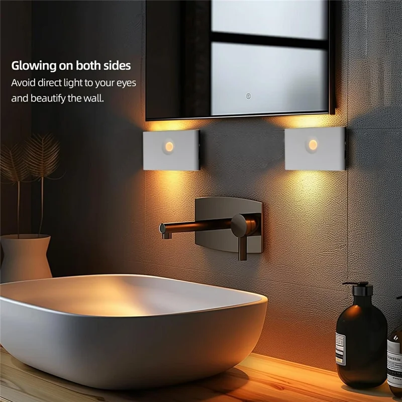 F19 2Pcs RGB Motion Sensor Lamp Rechargeable Bedroom Corridor Magnetic LED Night Light