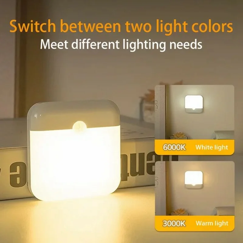 F6 120 Degree Angle Motion Sensor Night Light Rechargeable Magnetic LED Cabinet Light - Warm Light