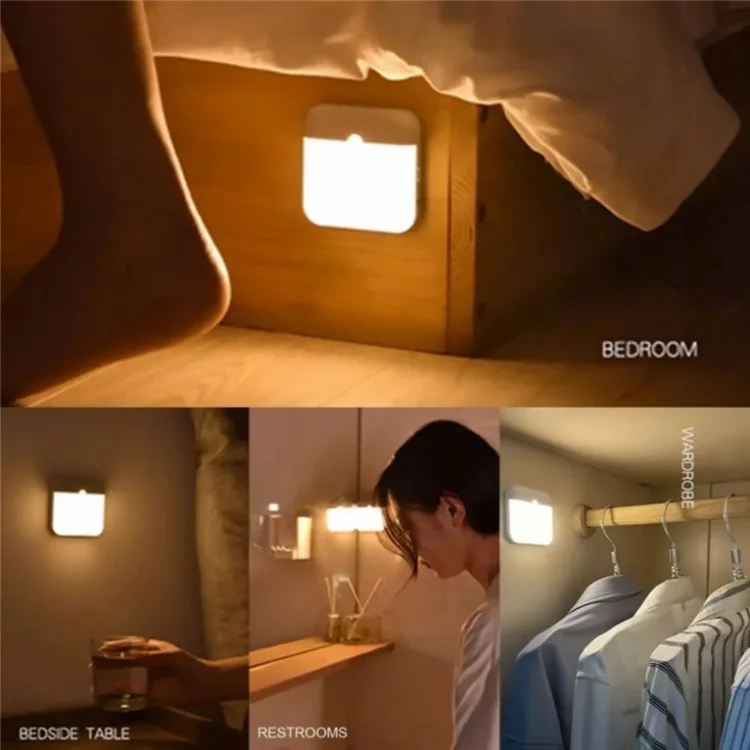 F6 120 Degree Angle Motion Sensor Night Light Rechargeable Magnetic LED Cabinet Light - Warm Light