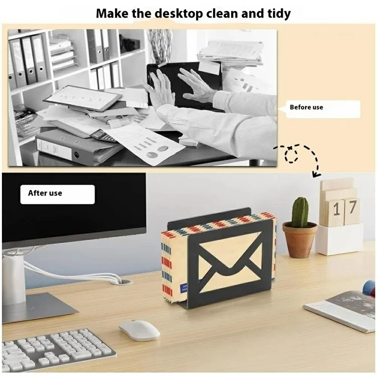 007-1 Metal Mail Organizer Desktop Sorting Rack File Holder Letter Sorter for Home Office