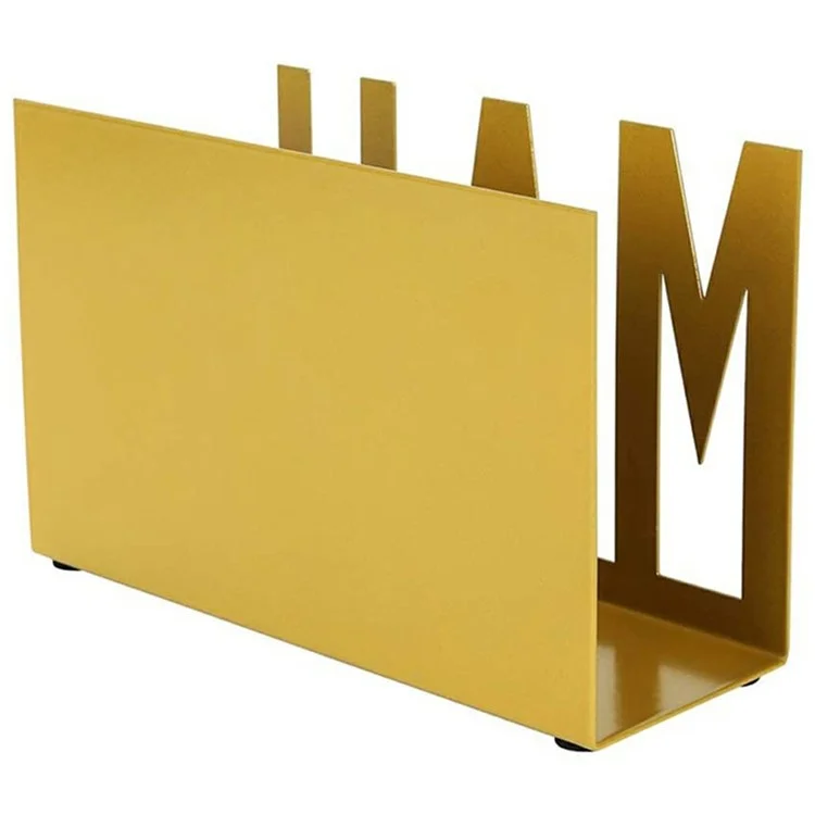 006-1 Desktop Mail Organizer Letters Design Metal Sorter File Holder for Home Office - Gold