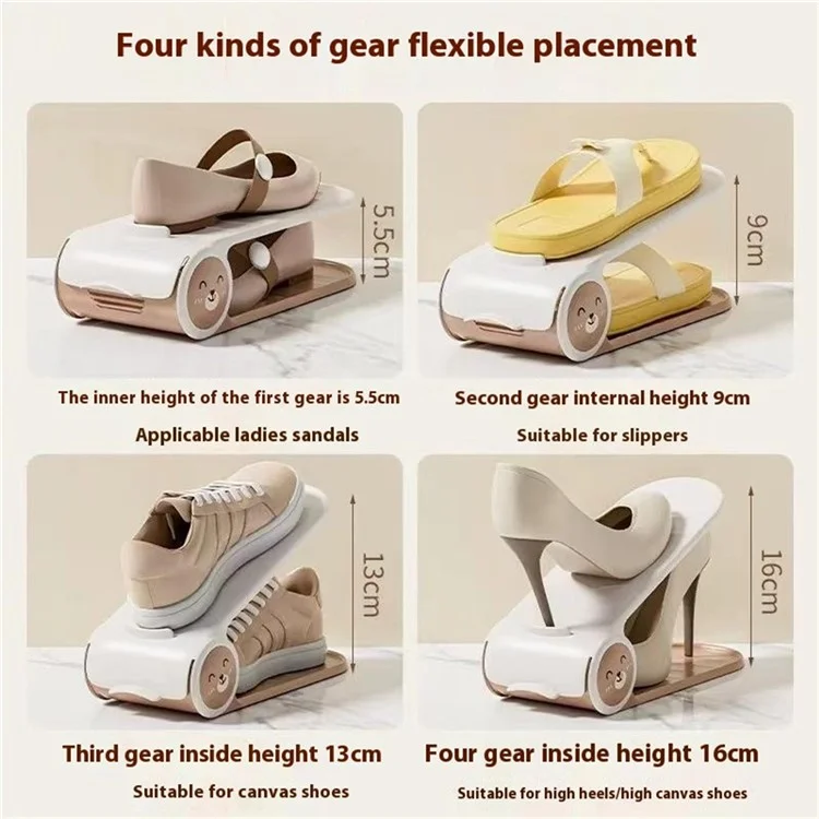 Verstellbares zweischichtiges PP-Schuhregal-Organizer Heimplatz sparend Schuhhalter - Good Bear