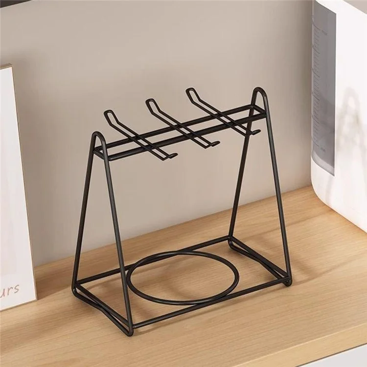 Cup Holder Stand Iron Art Kitchen Storage Rack Coffee Mug Organizer Dish Display Shelf - White