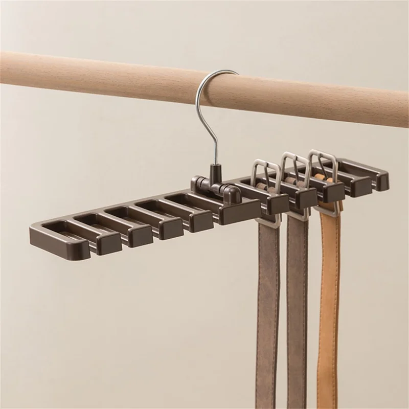 Multifunction Belt Organizer Rack Space Saving Closet Storage Hanger for Ties Scarves Hats - Brown