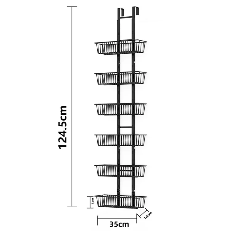 6 Tier Hanging Organizer Multi Layer Door Storage Rack No Drill Design for Kitchen Bedroom Bathroom