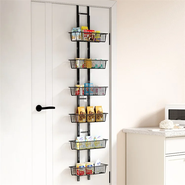 6 Tier Hanging Organizer Multi Layer Door Storage Rack No Drill Design for Kitchen Bedroom Bathroom