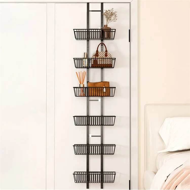 6 Tier Hanging Organizer Multi Layer Door Storage Rack No Drill Design for Kitchen Bedroom Bathroom