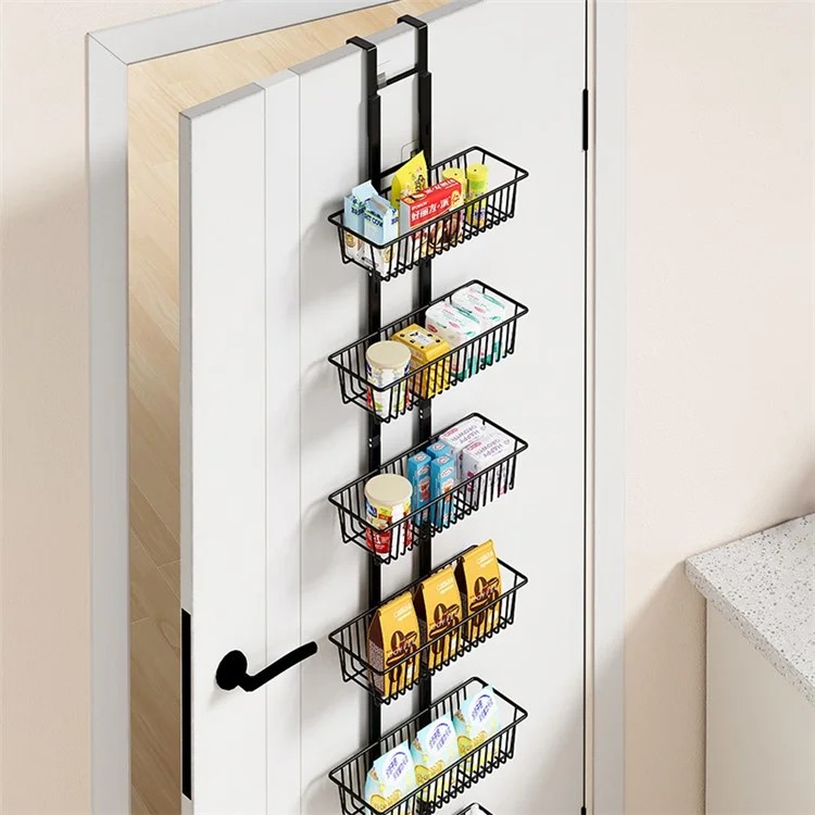 6 Tier Hanging Organizer Multi Layer Door Storage Rack No Drill Design for Kitchen Bedroom Bathroom