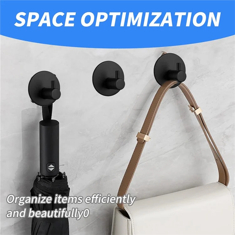 4 Piezas de Gancho Organizador de Pared de Acero Inoxidable 304 Adhesivo Sin Perforación Cilíndrico para Toallas de Baño - Negro
